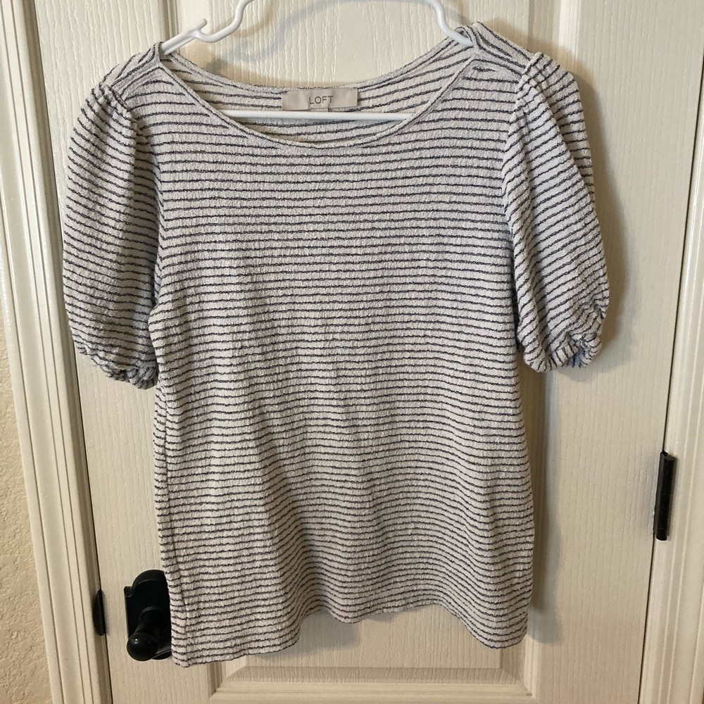 Striped puff sleeve blouse | Loft | Size small